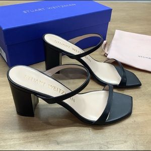 Stuart Weitzman Aleena Black Sandals 7 block heels